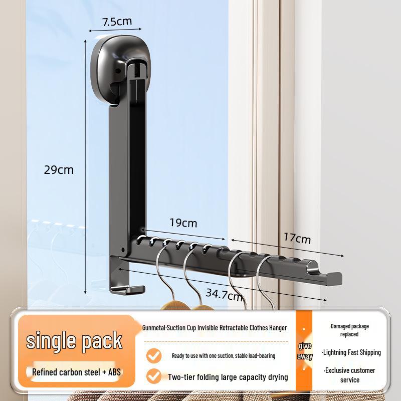 Невидимая складная сушилка на присосках: Выдвижное решение без сверления для сушки одежды в помещении или на балконе