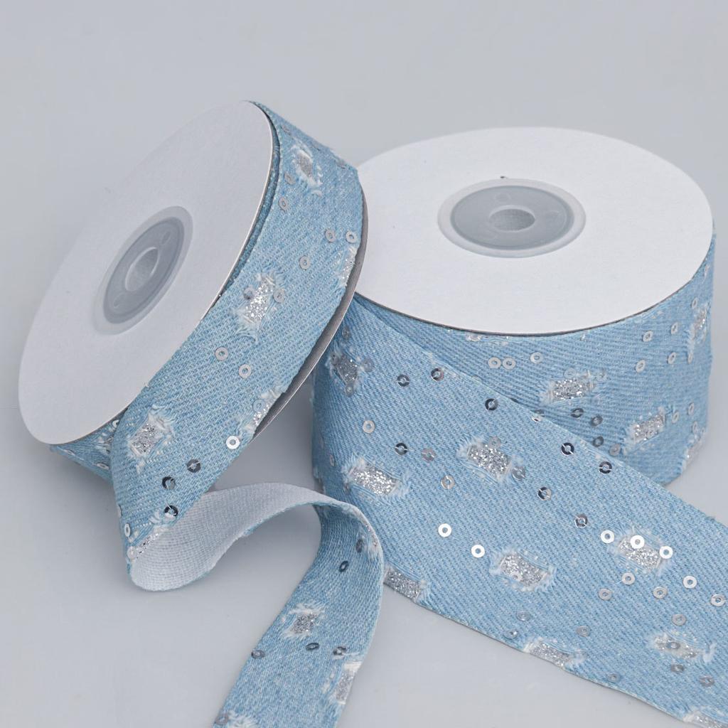 Ручная работа, декоративные, романтические и уютные, сломанные блестки, цветная джинсовая лента, ручная работа, подарочная коробка с цветами, бантами, аксессуарами для волос, упаковка, лента для нарядов