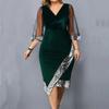 Elegant Plus Size Evening Party Dress 2024 Solid Color Polyester Dressing Up