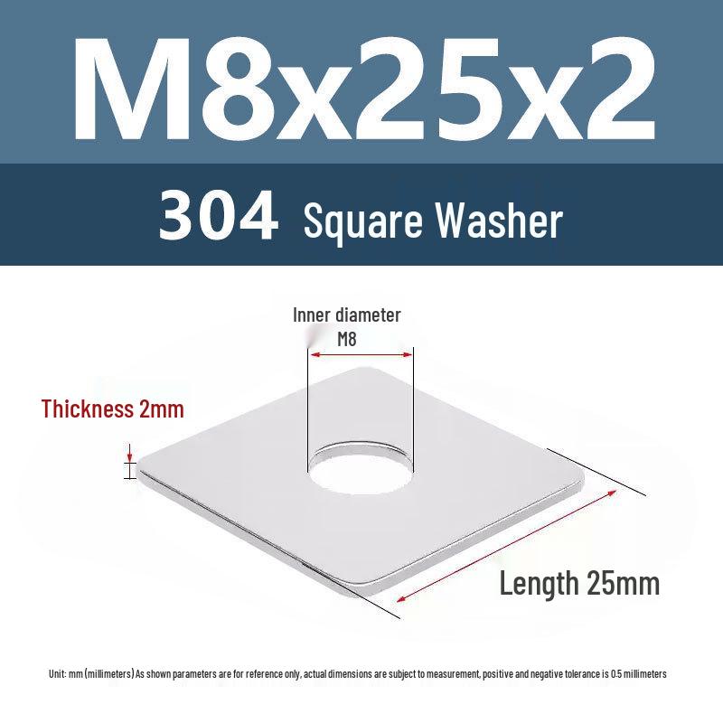 Yigu 304 Stainless Steel Thickened Square Flat Washer M3/M4/M5