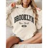 Brooklyn New York 1898 Hoodie Sweatshirt - Casual Polyester Hooded Pullover with Drawstring Alphabet Pattern
