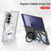 Samsung Z Fold7 Airbag Anti-Fall MagSafe Case with Rotating Ring Stand and Transparent Shell
