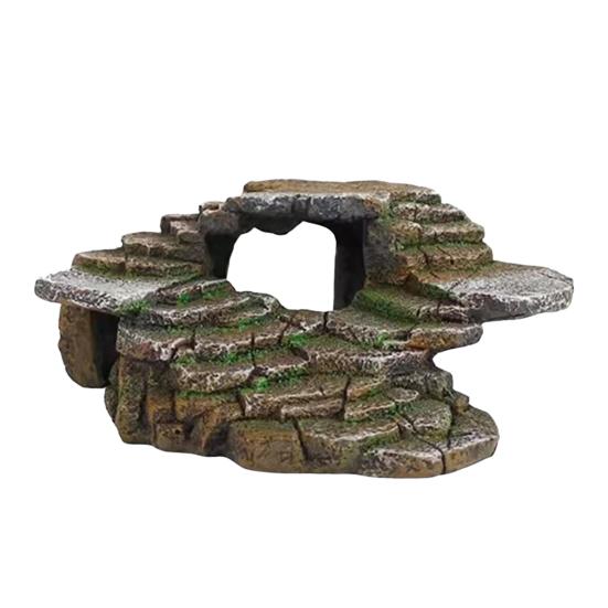 Fish Tank Terrace Wear-resistant Unbreakable Non-fading Pollution-free Sunset Ladder Tortoise Climbing Staircase Rock for Aquarium