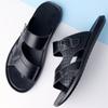 Slippers for Men 2025New Casual Slipper Summer Open Toe Beach Shoes Outdoor Non-slip Flat Slides Lightweight PU Leather Slippers