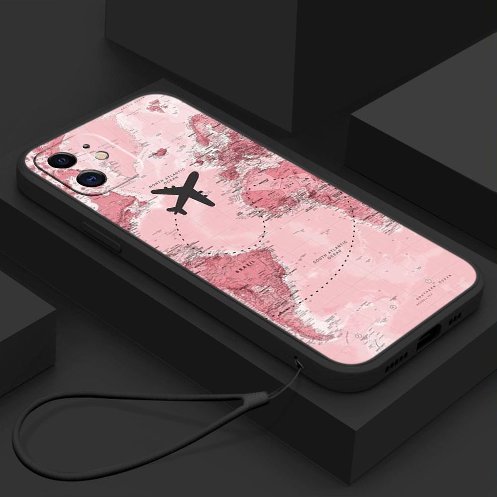 N90 Maps арт-дизайн с ремешком Силиконовые чехлы для телефонов с прямыми краями для Xiaomi Poco X5 F6 Redmi Note 13 Pro 12C Realme C55 Противоударный чехол Huawei