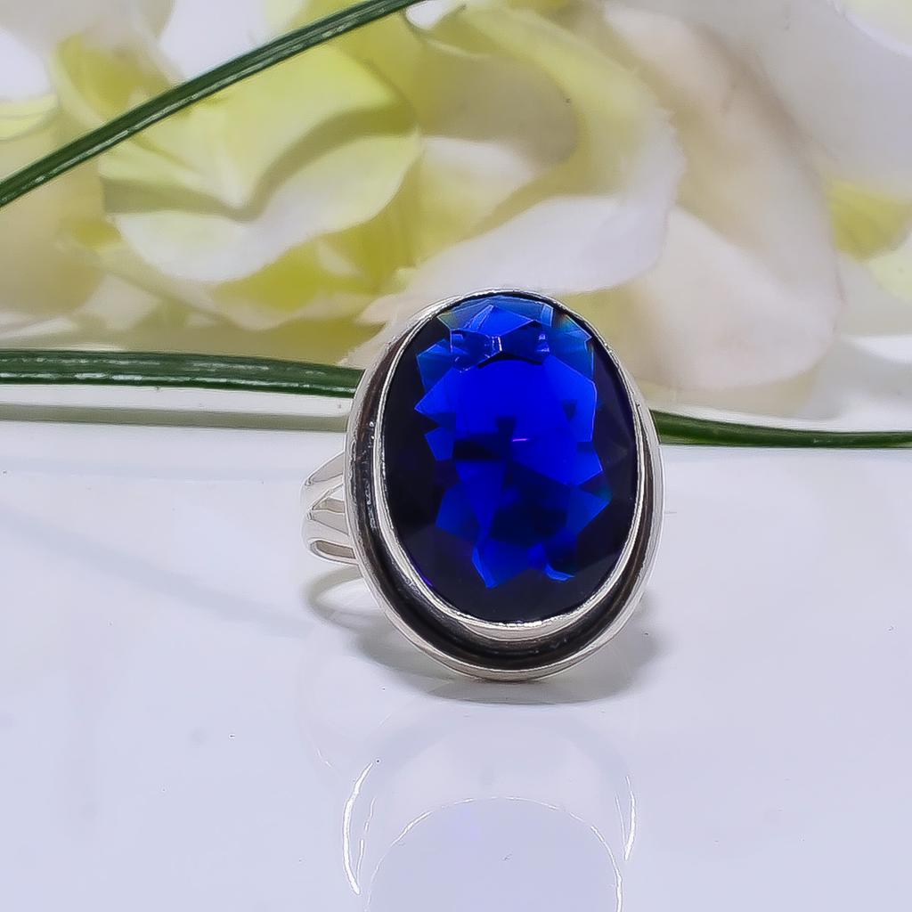 Кольцо из стерлингового серебра 925 с драгоценным камнем «Синий сапфир» V8500, Синее кольцо, Овальное кольцо, Подарок на День святого Валентина, Подарок для нее, Подарок на день рождения, Украшения ручной работы, Серебр