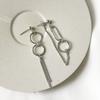 S925 Silver Multi-Chain Cross Ring Silver Earrings (1 Pair) P0889