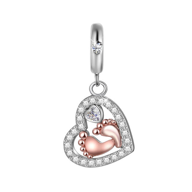 Стерлингового Серебра 925 пробы Love You Mom с двойным сердцем, висячие бусины с разрезом, подходят для оригинального модного браслета, сделай сам, для женщин, ювелирные изделия, подарок