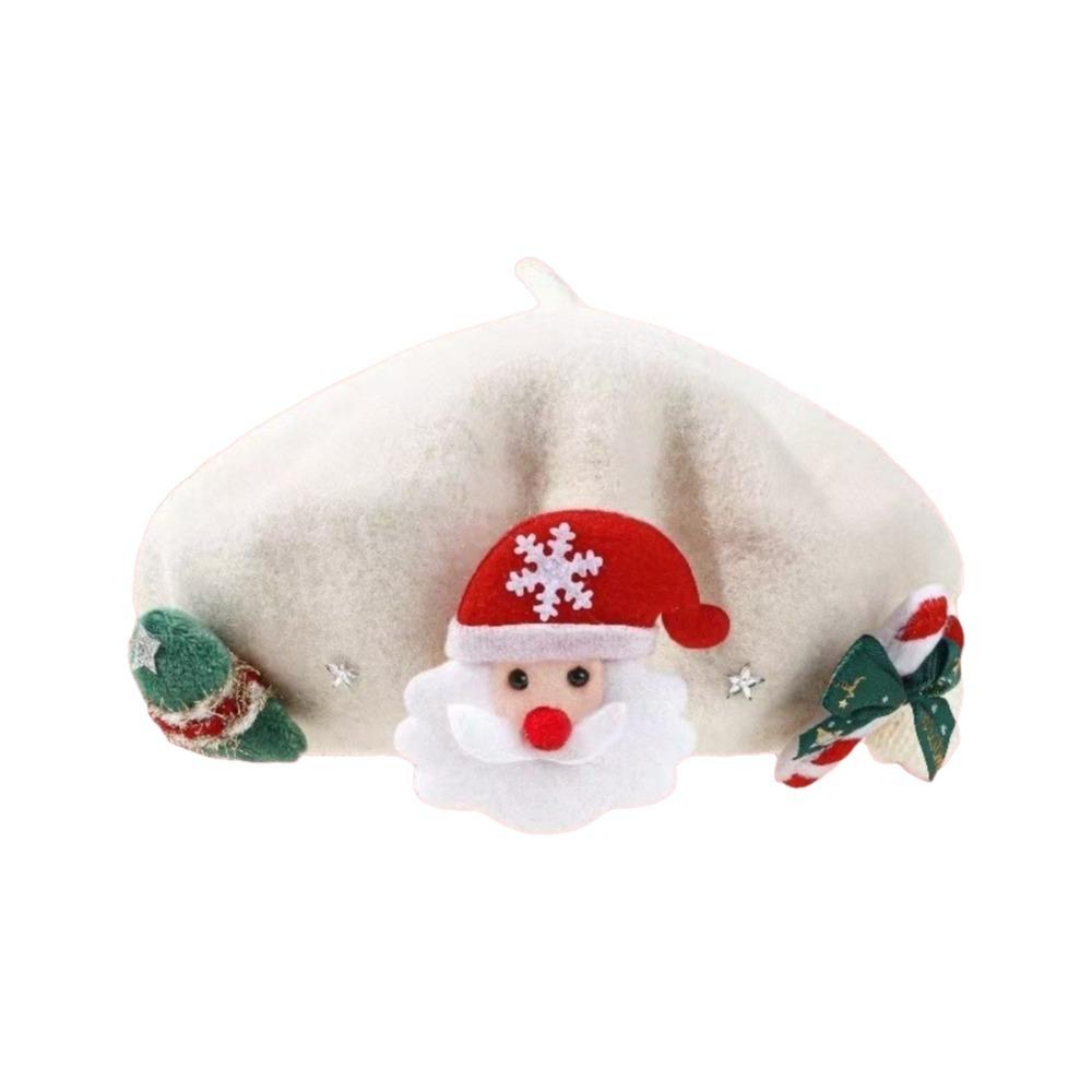 Christmas Tree Santa Claus Beret Star Xmas Painter Hat Sweet Christmas Beret  Women