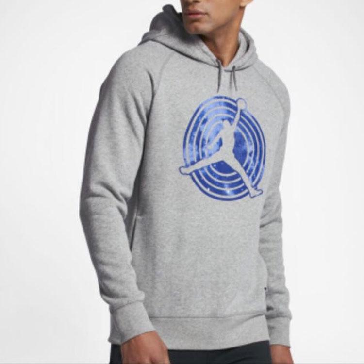 Jordan 11 Флисовый пуловер с капюшоном с длинным рукавом и принтом Мужская толстовка серого цвета 823715-063