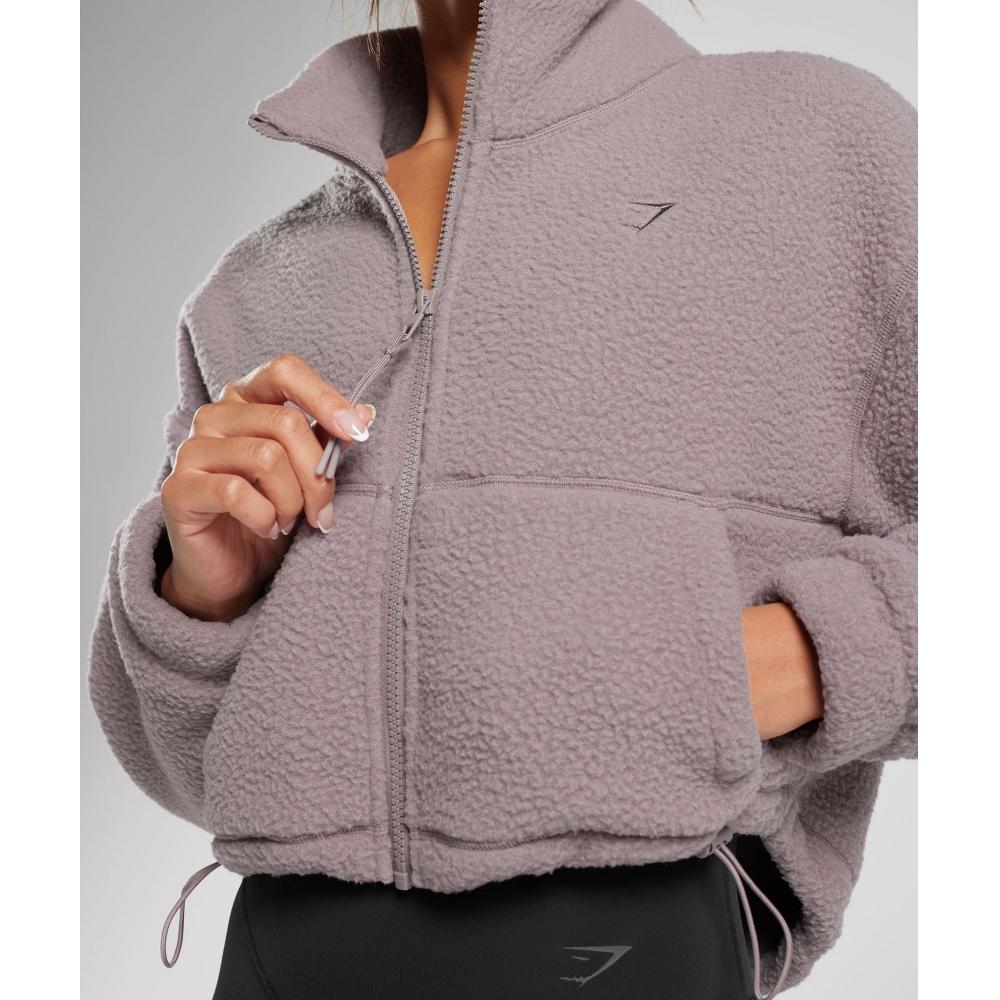 Gymshark Куртка миди из флиса Elevate Washed Mauve B5a7t Pbrk