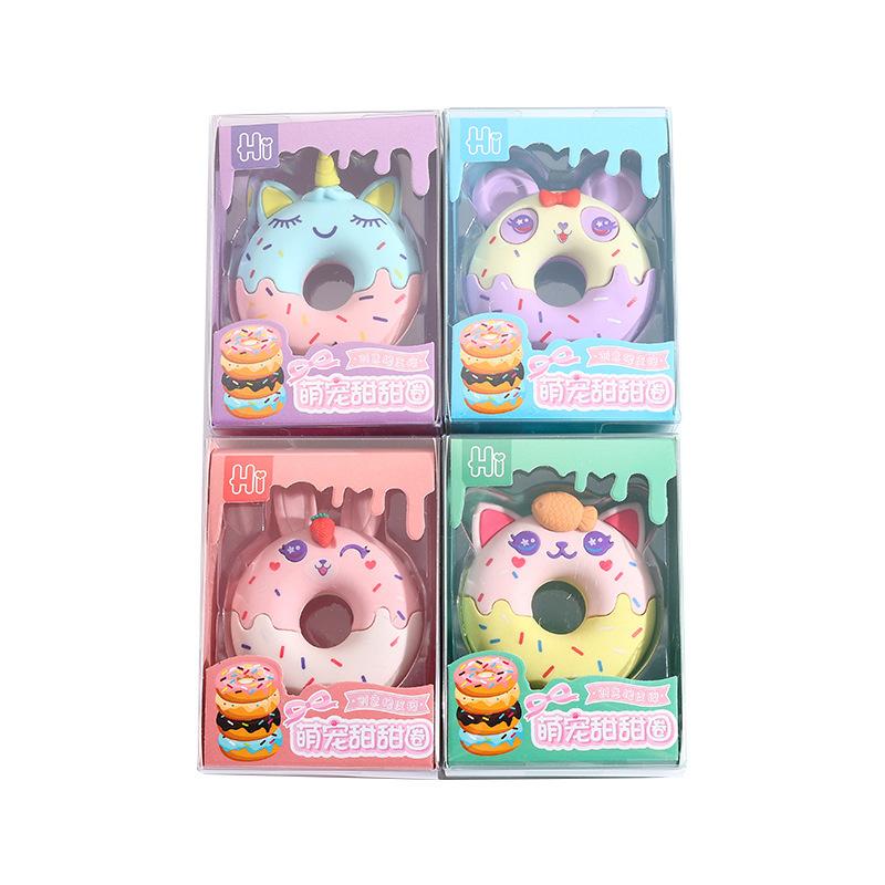 Милая канцелярия Kawaii Милый питомец Увеличенный пончик Стирательная резинка, которую можно отсоединить Подарок для детского сада Ученик начальной школы Офис Школьные принадлежности