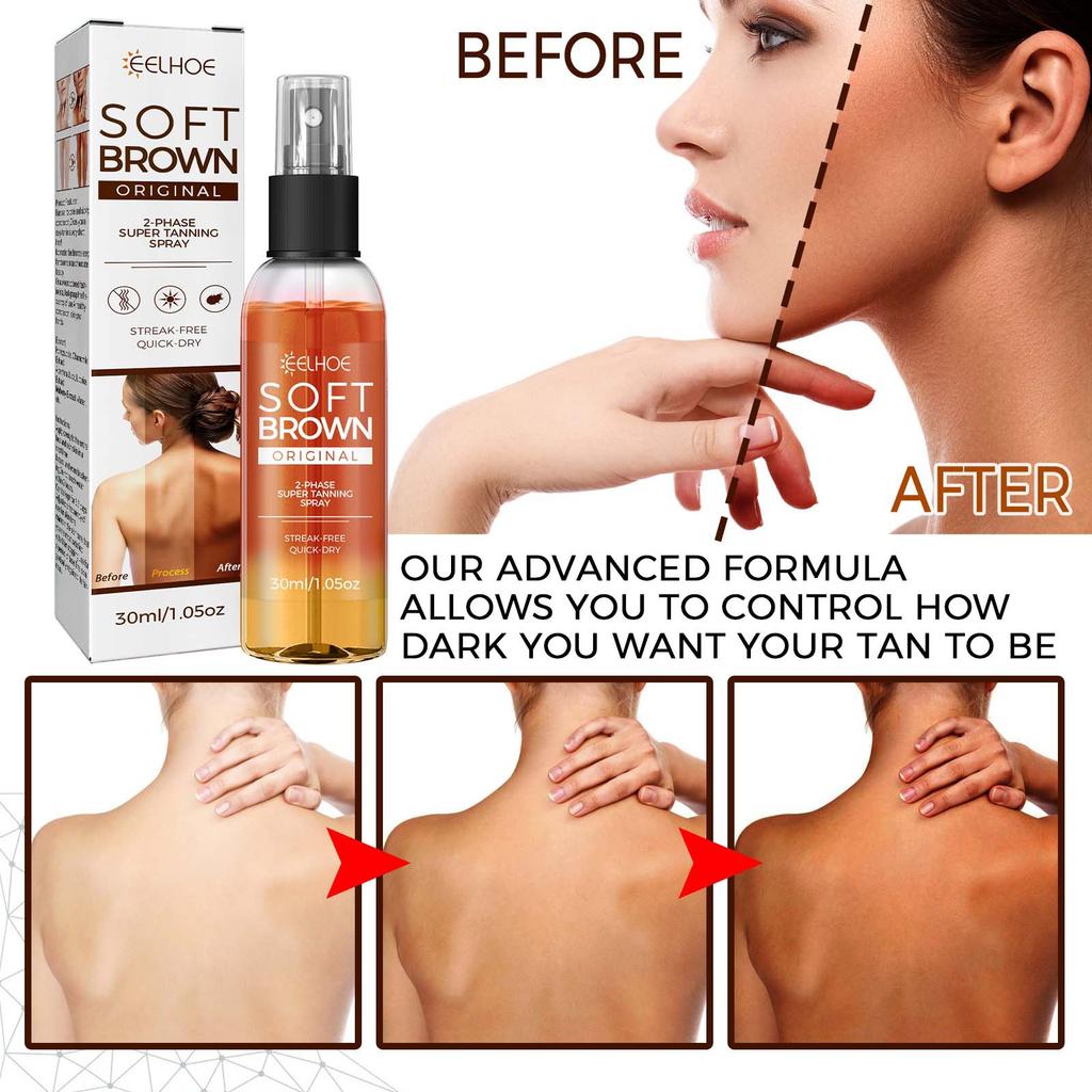 EELHOE Self Tanning Mousse Spray Fast Body Face Self Tanner Fake Tan Cream Solarium Mak Makeup Foundation 30ml