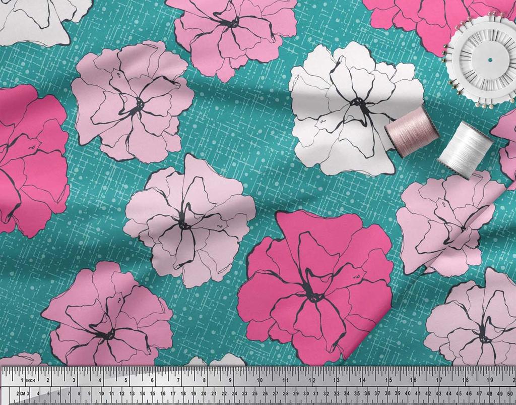 Soimoi Японский креп-атласная ткань с гвоздикой и цветочным принтом, швейная ткань, метр 42 дюйма