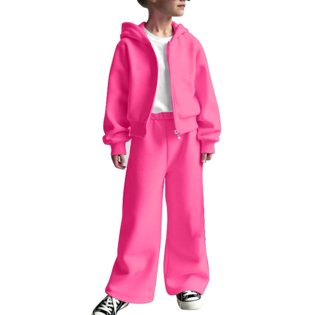 Комплект из трех предметов для девочек: толстовка с капюшоном + брюки + футболка. Спортивный флис, повседневный детский наряд.