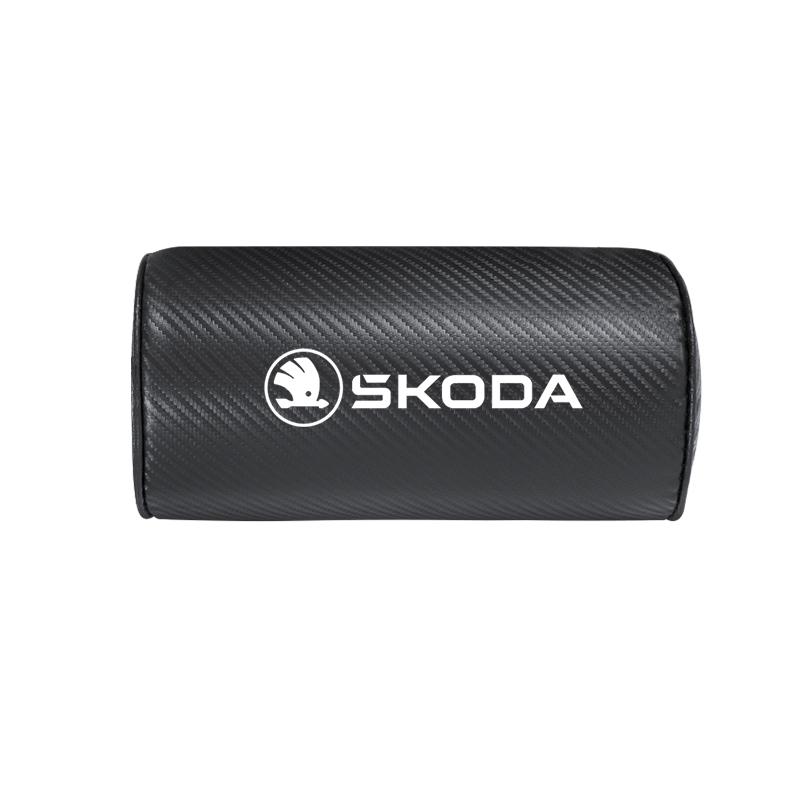 HIAQ2 Carbon Fibre Pattern Car Seat Headrest Neck Pillow For Skoda Octavia Superb Rapid Kodiaq Kamiq Vision RS Yeti Karoq Fabia Enyaq