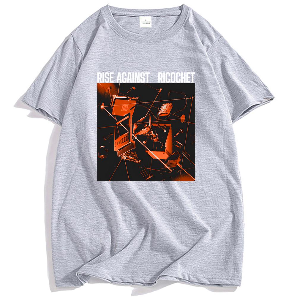 Футболка с обложкой альбома Ricochet RISE AGAINST Футболки рок-группы Повседневная футболка с коротким рукавом для мужчин Унисекс Хип-хоп Уличная одежда Мужские футболки