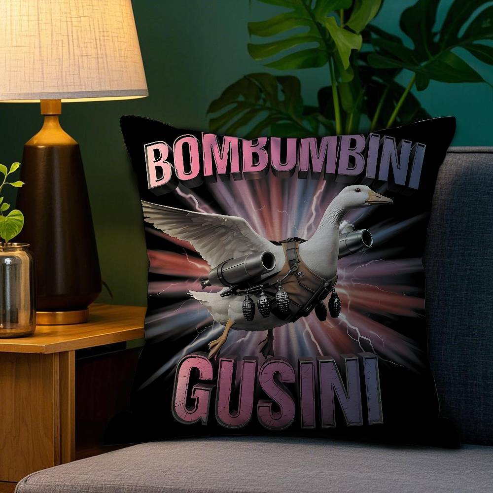 Italian Brain Rot Meme Tralalero Tralala Pillow Case Happy Atmosphere Short Plush Double-sided Printing Home Cushion Cover