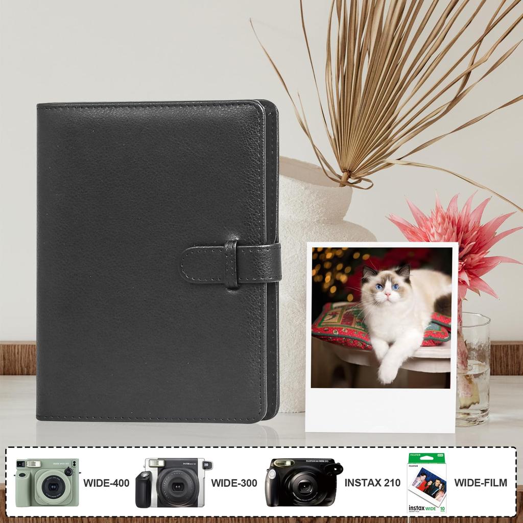 VOVMOEYA 80 Photo Album For Fujifilm Instax Wide for Polaroid Instant Instax Album Mini Inch Size 20 Pages Holds 80 Photos Light Instax Wide Pocket