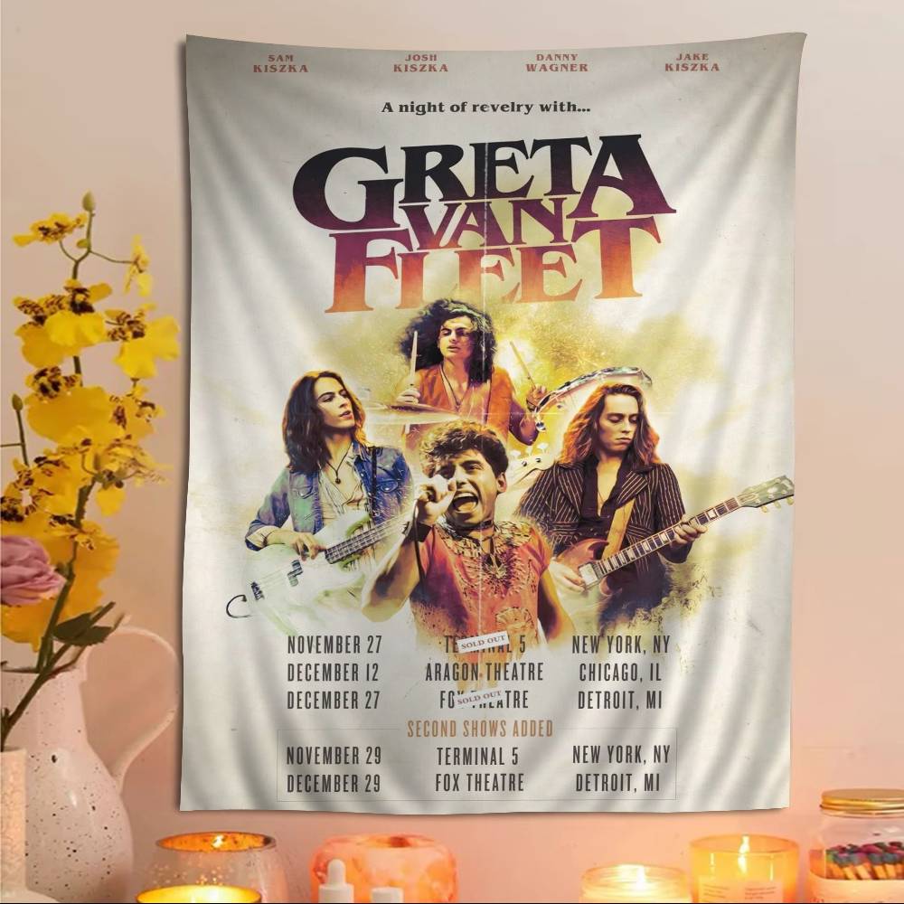 Greta Van Fleet Rock Band Cartoon Tapestry Art Science Fiction Room Home Decor Art Home Decor