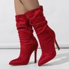 Fashion Eilyken High Quality Pleated Women Ankle Boots Stiletto Heels Modern Short Booties Party Wedding Spring Autumn Ladies Shoes