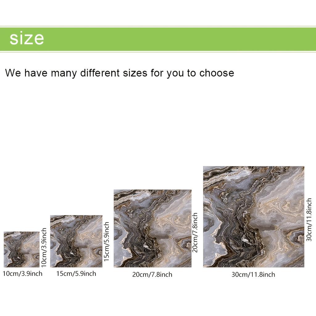 10pcs Marble Tile Sticker Self-adhesive Waterproof Wall Sticker, Removable Wallpaper