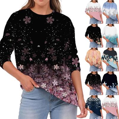 Женский модный повседневный топ с круглым вырезом, однотонный, с длинными рукавами