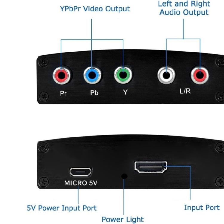 Конвертер HDTV в компонентное видео и звук Поддержка 480P 720P 1080i Вход Компонентный конвертер для проектора, консоли