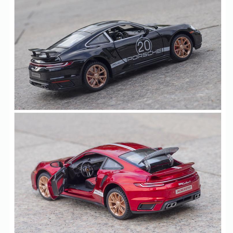 1:24 масштаба 911 Turbos, металлический спортивный автомобиль, модель из сплава, литой автомобиль и игрушечный автомобиль, имитация звука и света, коллекция, детский подарок