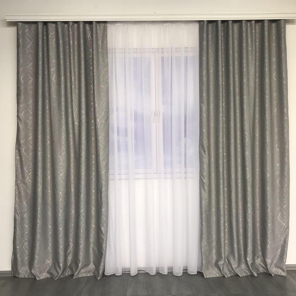 Шторы премиальные плотные Blackout на тесьме "ALBO" (150x270 см), для спальни и гостиной
