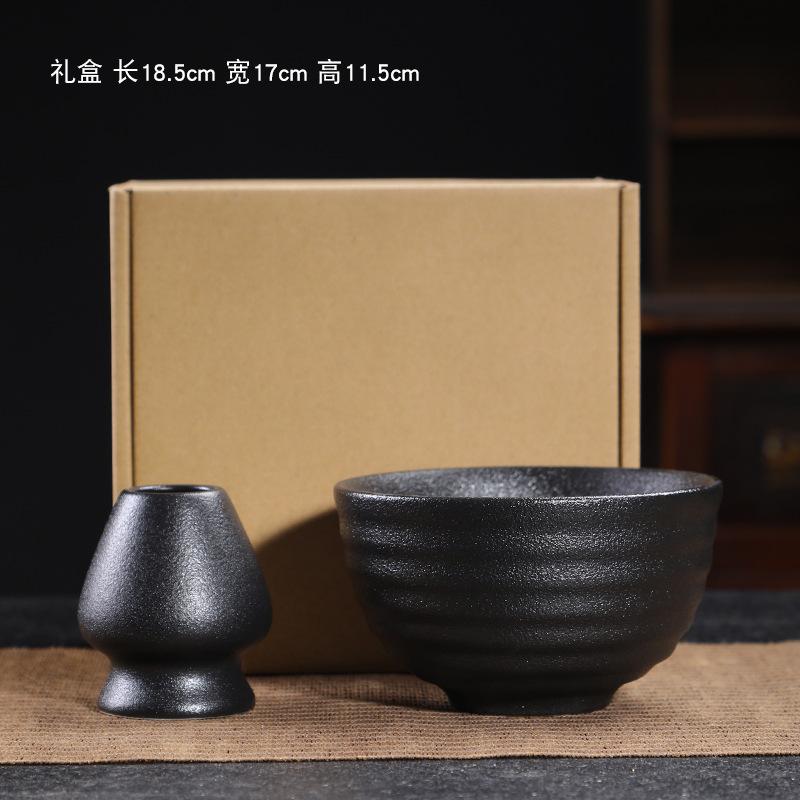 Набор для матча из черной керамики Традиционный набор для чая матча Венчик и чаша Мерная ложка Японский ручной способ приготовления матча Для начинающих