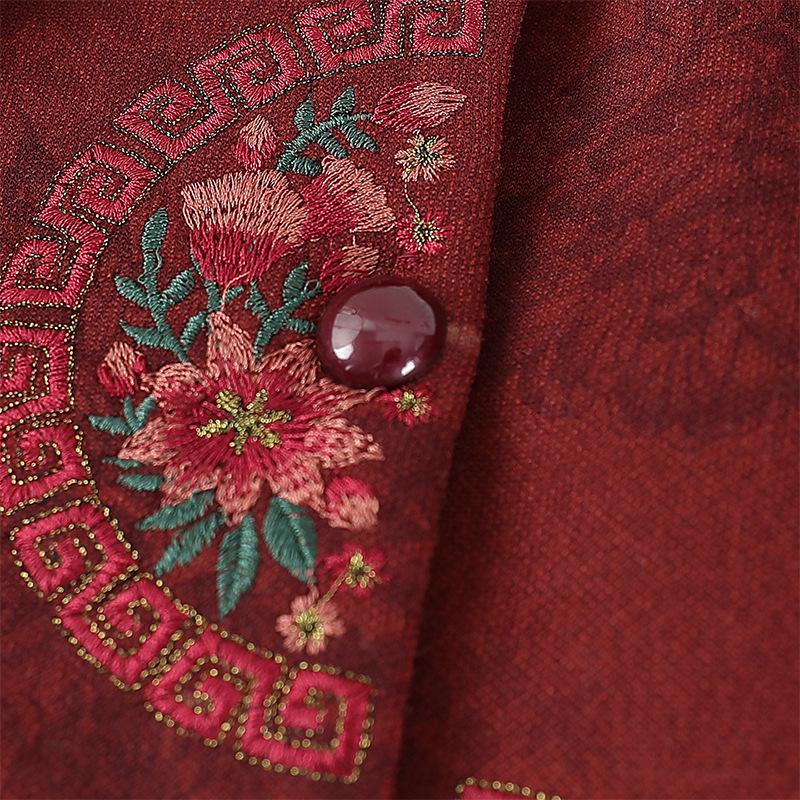 Spring & Autumn Embroidered Jacket: Grandma & Mom's Loose Cardigan for Middle-Aged Women