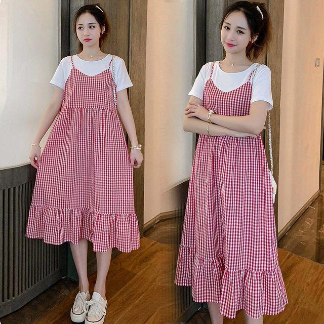 Летняя юбка для беременных из двух частей, длинная - до колена, большой размер