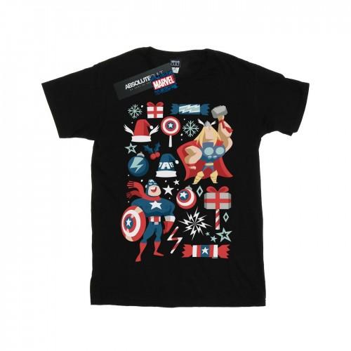 Marvel Mens Thor And Captain America Christmas Day T-Shirt