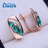 LSOOYH Clip Earrings Rose Gold Color Fashion Earring For Women Square Cubic Zirconia Stud Earrings Jewelry