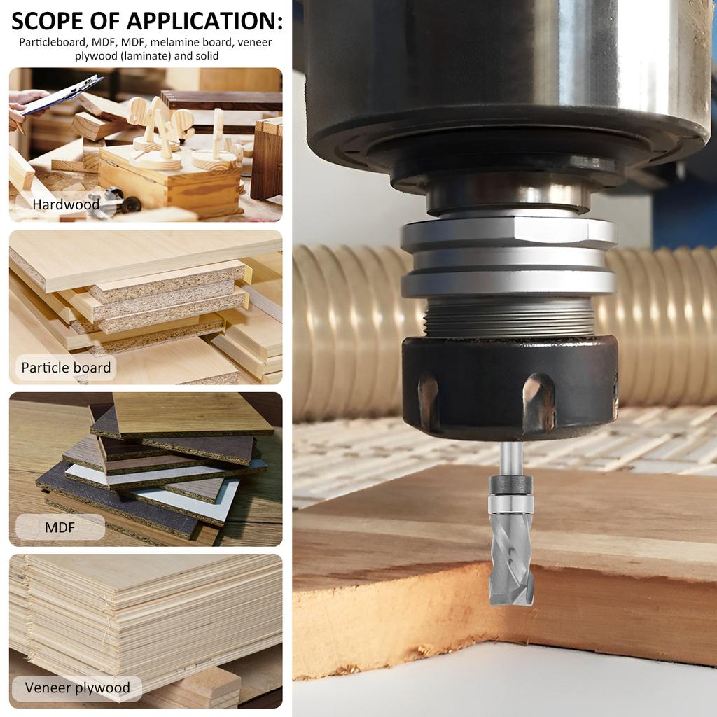 6.35mm Bearing Ultra-Perfomance Compression Flush Trim Router Bit 8 Mm Wood Milling Cutter Woodworking End Mill 1/4 Inch Router