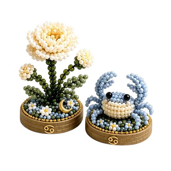 12 Zodiac Signs Bead Craft Kit DIY Beaded Garden Kit 3d Beaded Astrology Flower Kit
