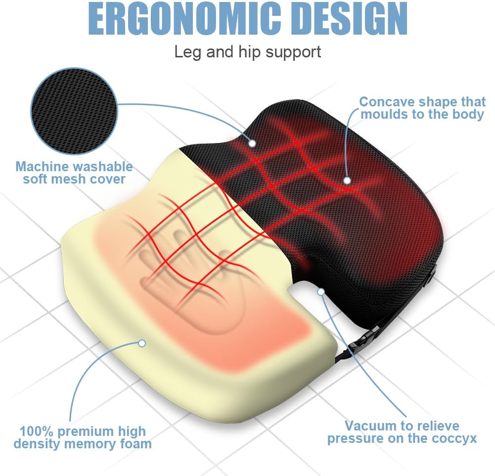 Подушки сиденья для офисных стульев, подушечки для копчика из пены с эффектом памяти от боли в копчике, подушка для облегчения ишиаса, правильная осанка сидения