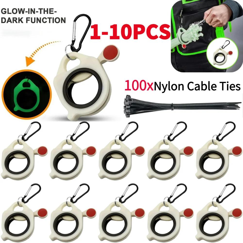10-1 шт. Флуоресцентный органайзер для кабельных стяжек, прочные пластиковые инструменты для хранения, портативный держатель для стяжек, практичный органайзер для кабельных стяжек