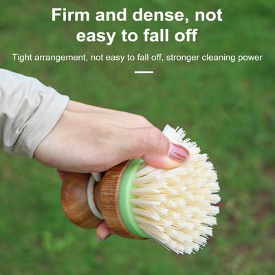Бамбуковая щетка для мытья посуды, круглая щетка для ладоней, не царапающая нейлоновая щетина, щетка для чистки антипригарной посуды, экологически чистая кухонная мойка, скребок для кастрюль