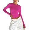 2023 Women's Slim Fit Solid Color Long Sleeve T-Shirt - European & American Style Spring Collection