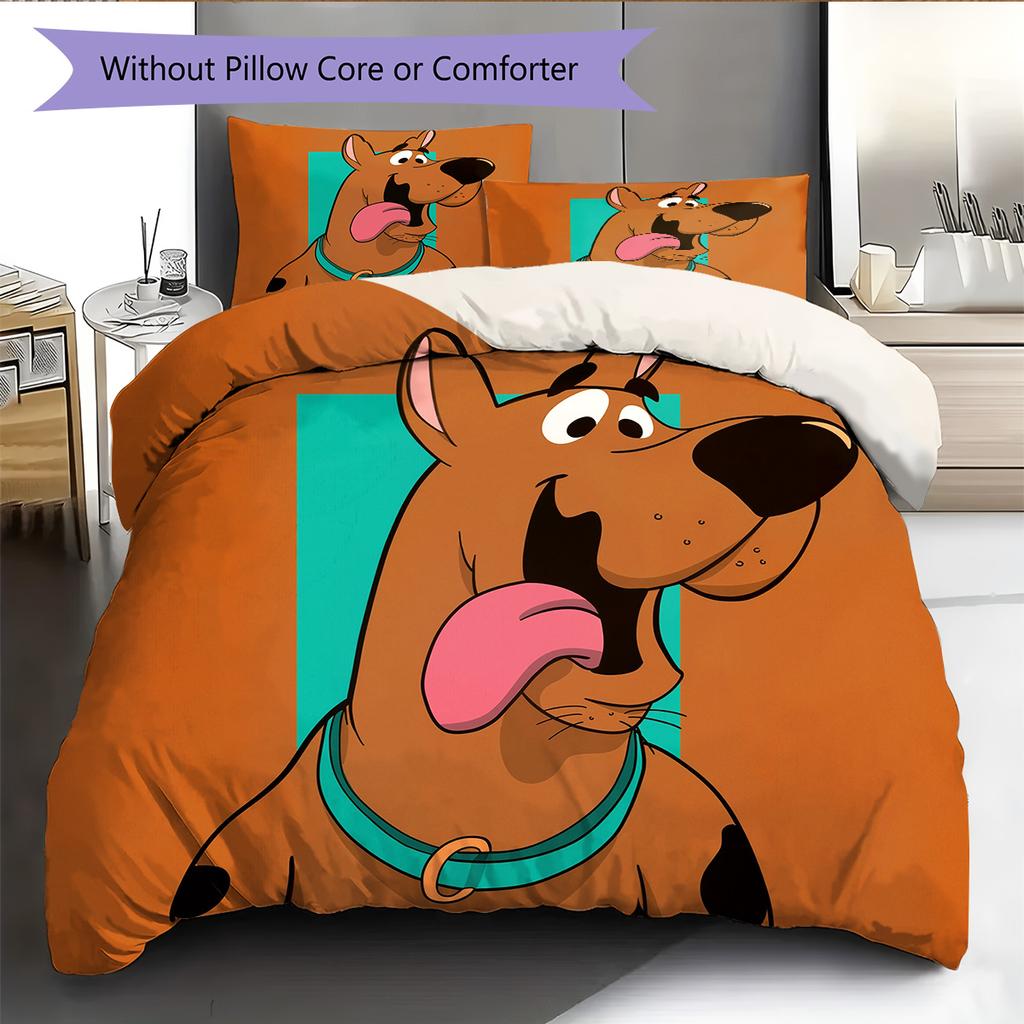 Постельное белье с рисунком Скуби-Ду Комплект одеял Декор для дома Подарок (1 пододеяльник + 2 наволочки без наполнителя)