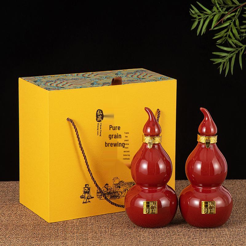 Shanxi Old-Fashioned Ceramic Vinegar Jars - Empty Gift Boxes Available in Half, 1, 2, 3, and 5 Catty Sizes