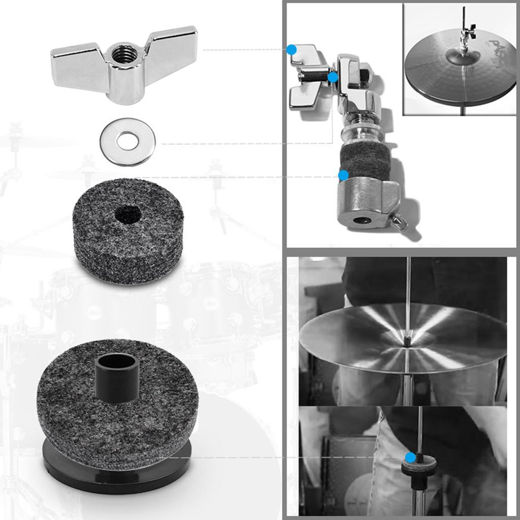 Cymbal Felts Hi-Hat Clutch Felt Hi Hat Cup Felt Cymbal Stand Sleeves with Base Wing Nuts and Cymbal Washer for Drum Set of 21Pcs