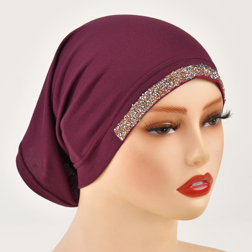 Модал Хлопок Ромбы Подшлемник Эластичный Хиджаб Простой Мягкий Капот Мусульманские Женщины Эластичный Внутренний Хиджаб Тюрбан Ислам Подшлемник