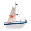 Mediterranean Style Marine Art Decoration Wooden Blue Sailing Boat Ornament Gift