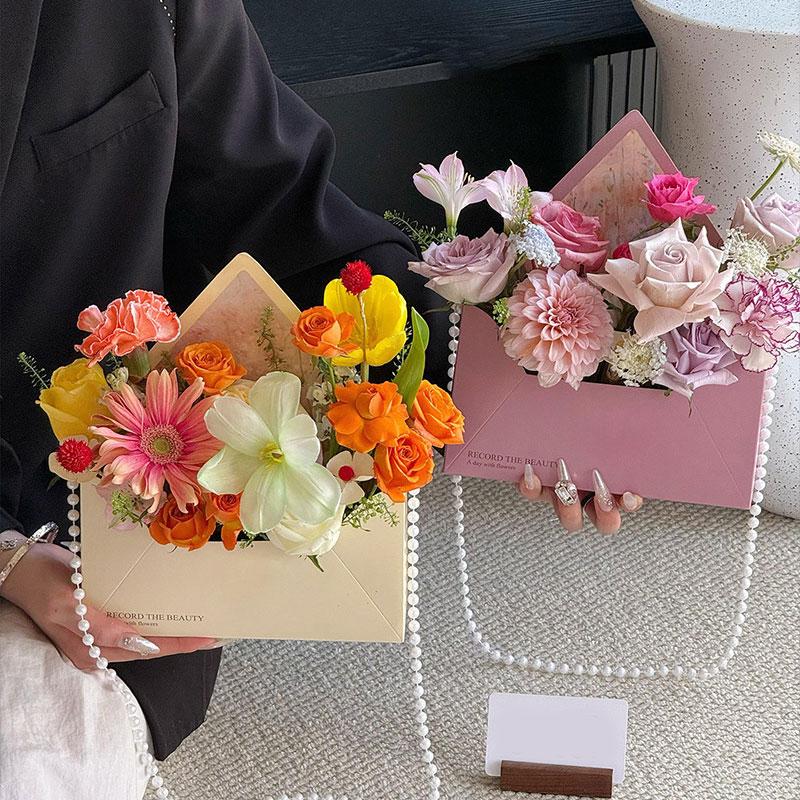 5Pcs Envelope Gift Box DIY Envelope Gift Paper Eco-Friendly Flower Box Bouquet Wrapping Printing