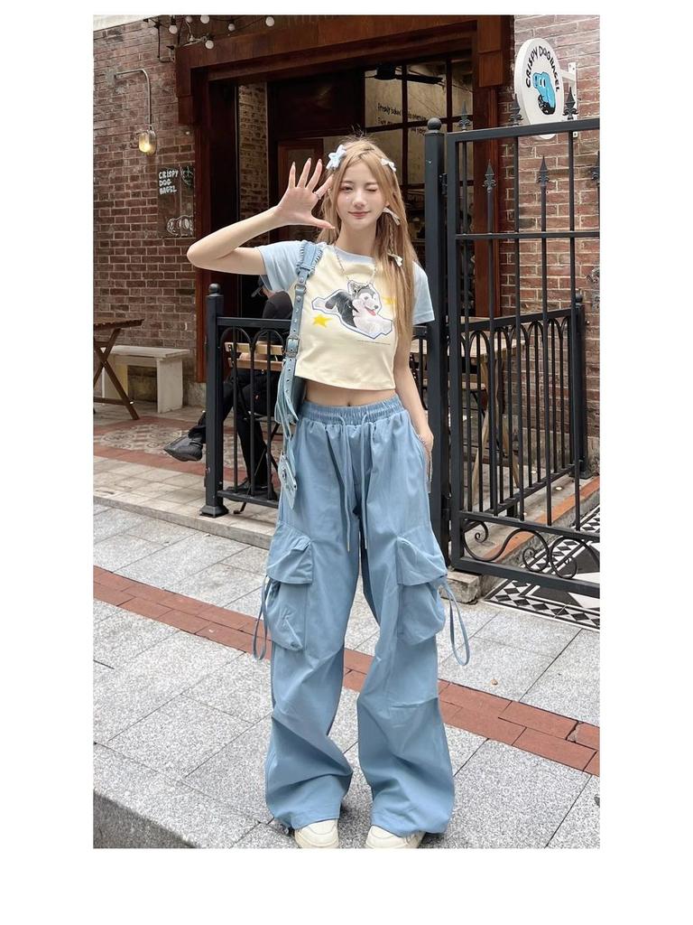 Унисекс 2025 Весна/Осень Модные широкие рабочие брюки для уличных танцев