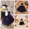 Spider Web Pattern Lawn Goose Costume Purple Black Mesh Goose Witch Skirt  October Party