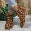 Осенние сексуальные ботильоны с леопардовым принтом, женские ботинки челси с острым носком и квадратным каблуком, женские высококачественные туфли на среднем каблуке, голые ботинки женские